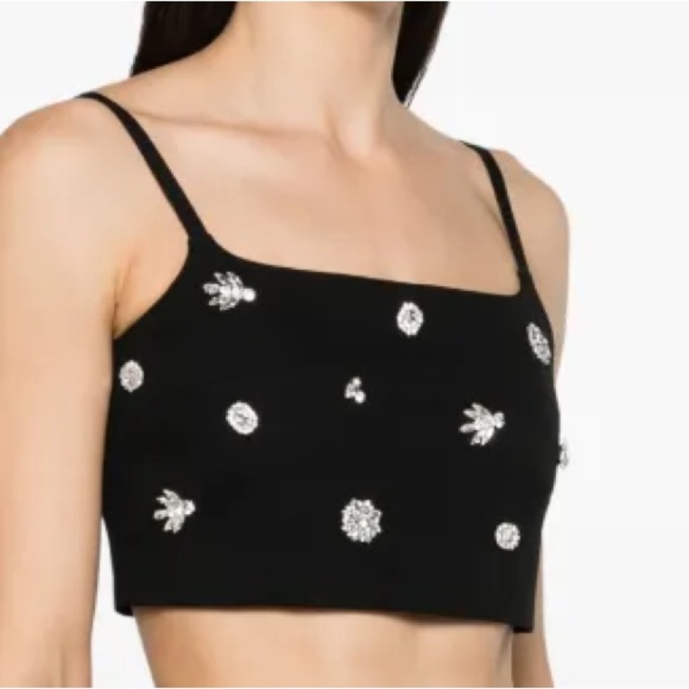 Maje Black Embellished Sleeveless Crop Top